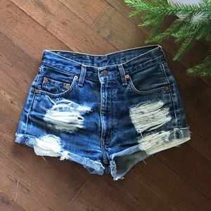 Levi’s high waisted destroyed shorts